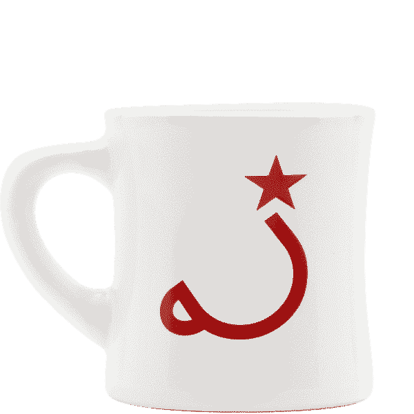 white diner mug with ritual logo