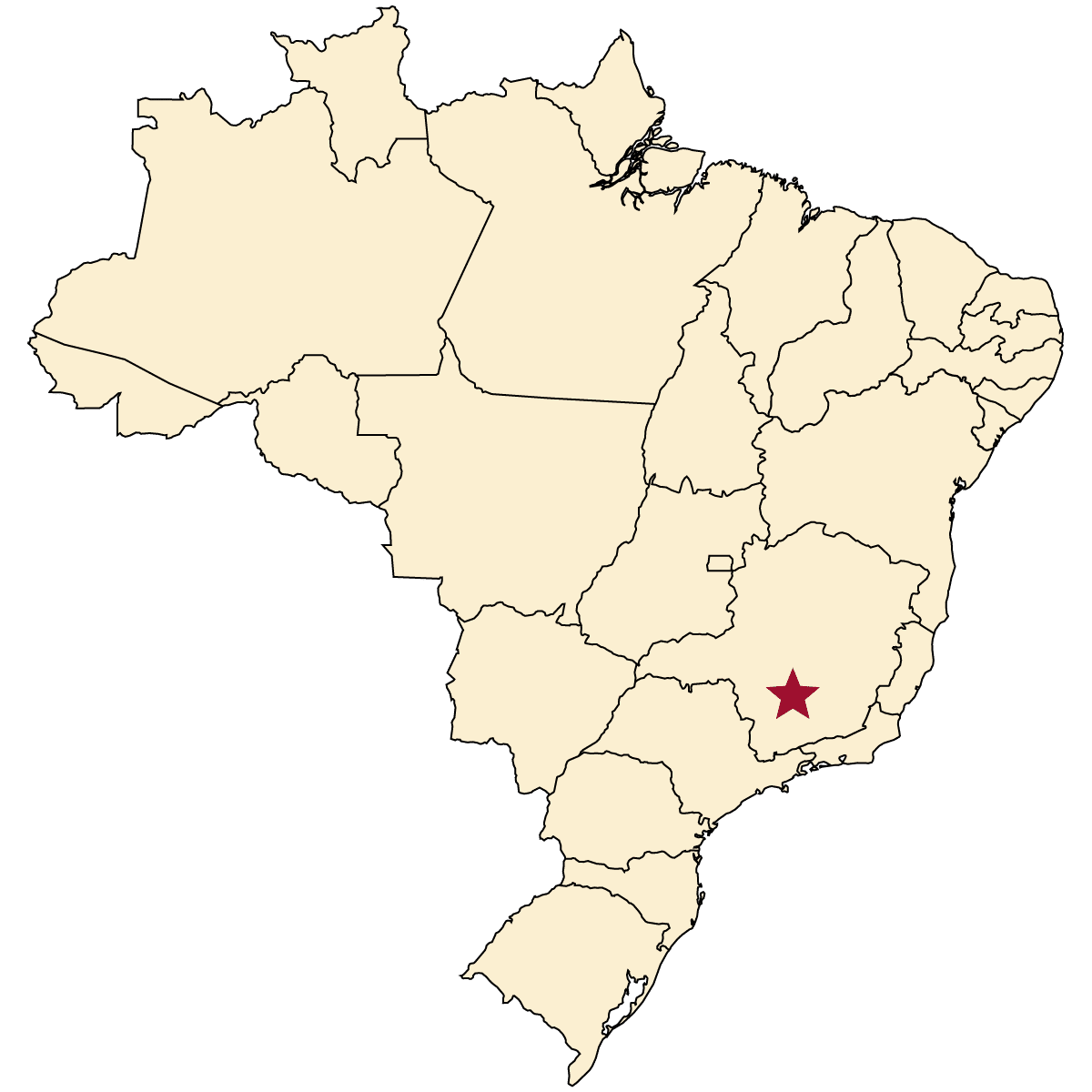 Map of Minas Gerais, Brasil