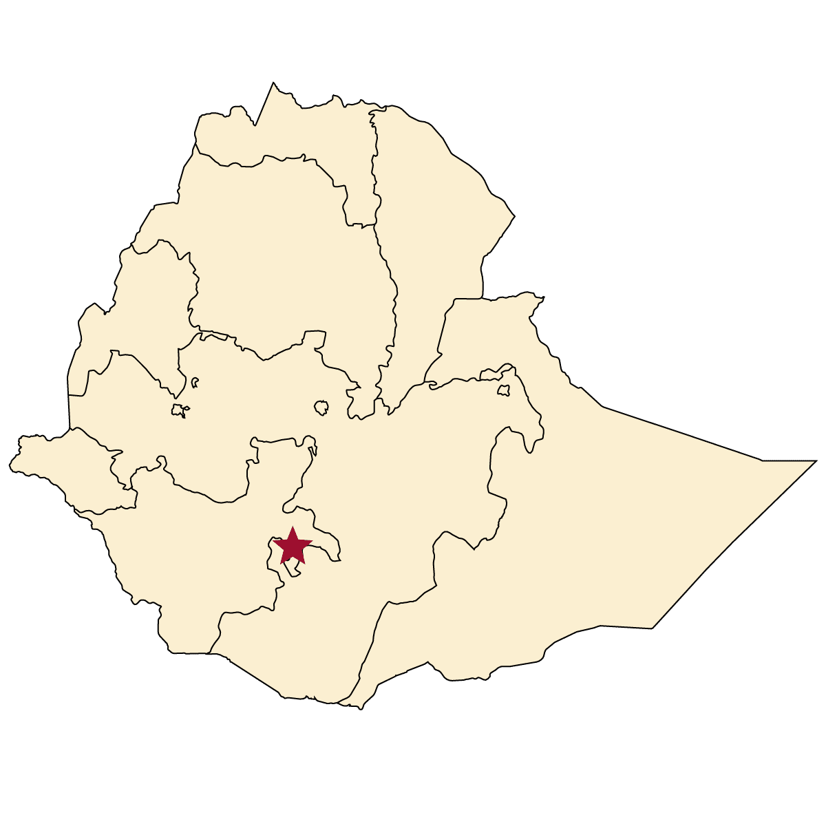 Map of Yirgachefe, Ethiopia