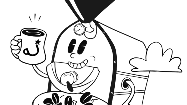 Illustration of Probat roaster cartoon