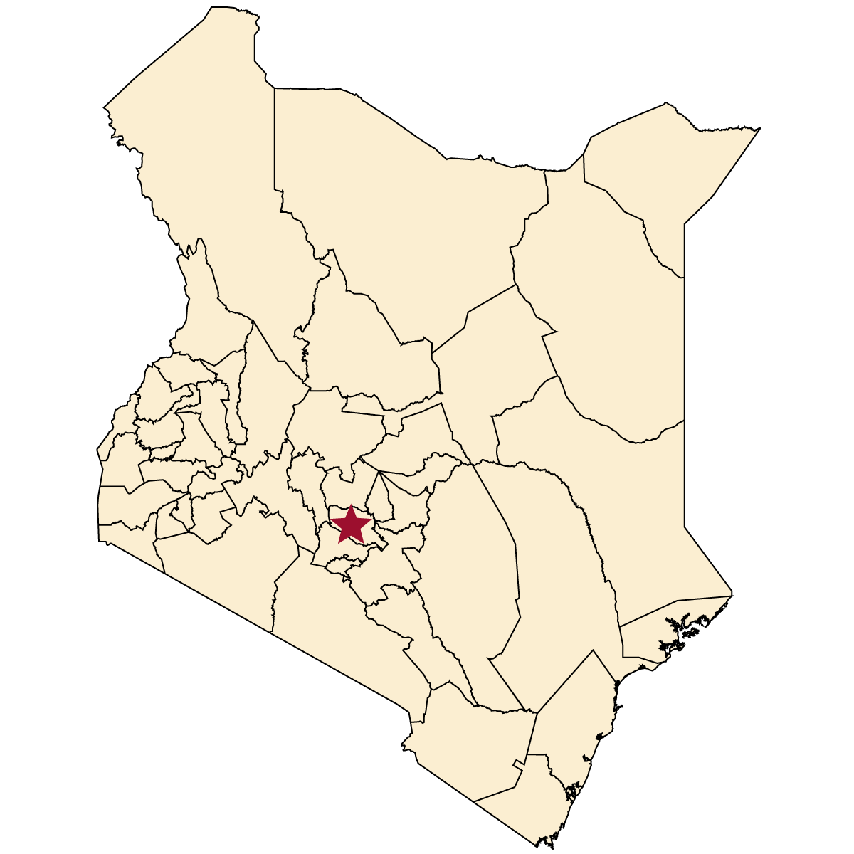 Map of Murang'a, Kenya