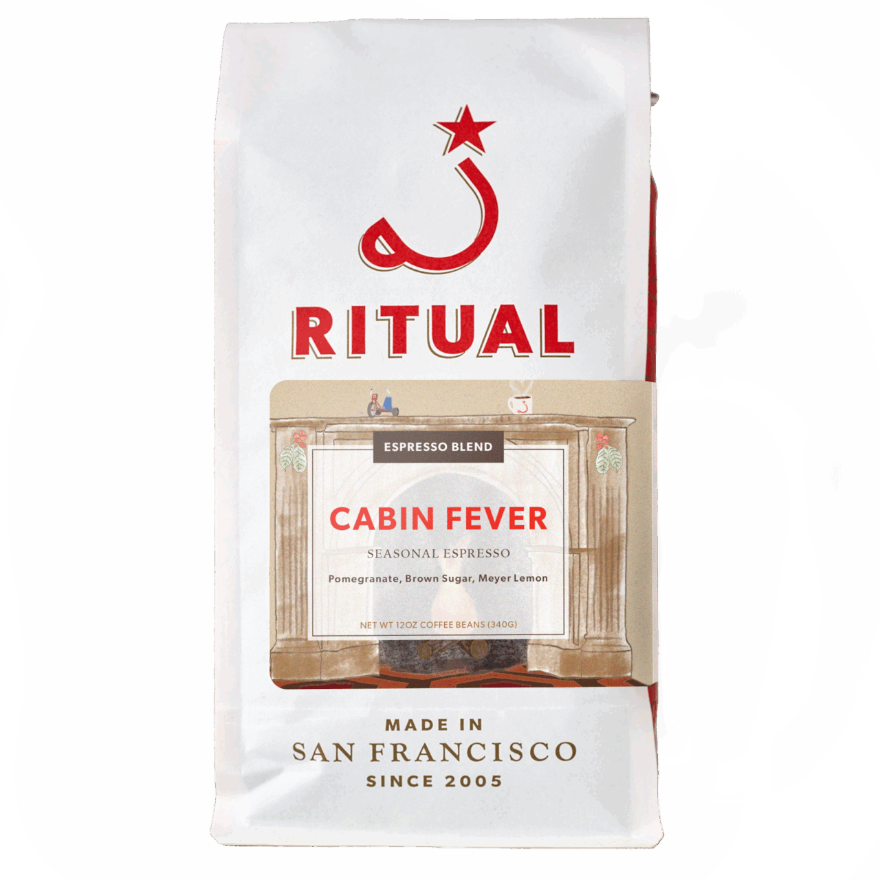 12oz bag of Cabin Fever seasonal espresso
