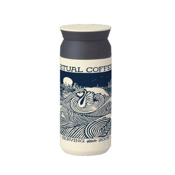 Kinto 12oz tumbler with latte waves illustration