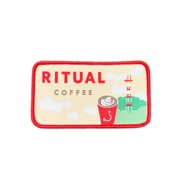 Rectangular patch with Sutro Tower, red coffee cup, and reads "Ritual Coffee."